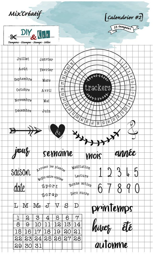 DIY & CIE DIY & CIE CALENDRIER #2 CLEAR STAMP SET