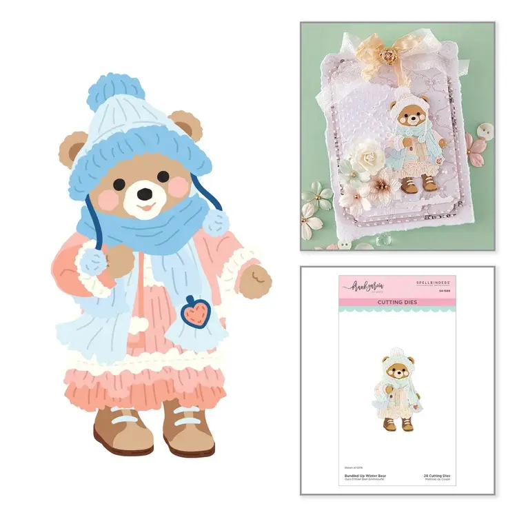 SPELLBINDERS SPELLBINDERS FRANK GARCIA BUNDLED UP WINTER BEAR ETCHED DIE SET
