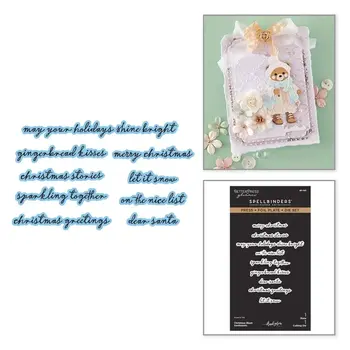 SPELLBINDERS SPELLBINDERS BETTERPRESS FRANK GARCIA CHRISTMAS BLUSH SENTIMENTS PRESS + FOIL PLATE ET MATRICE DE DÉCOUPE