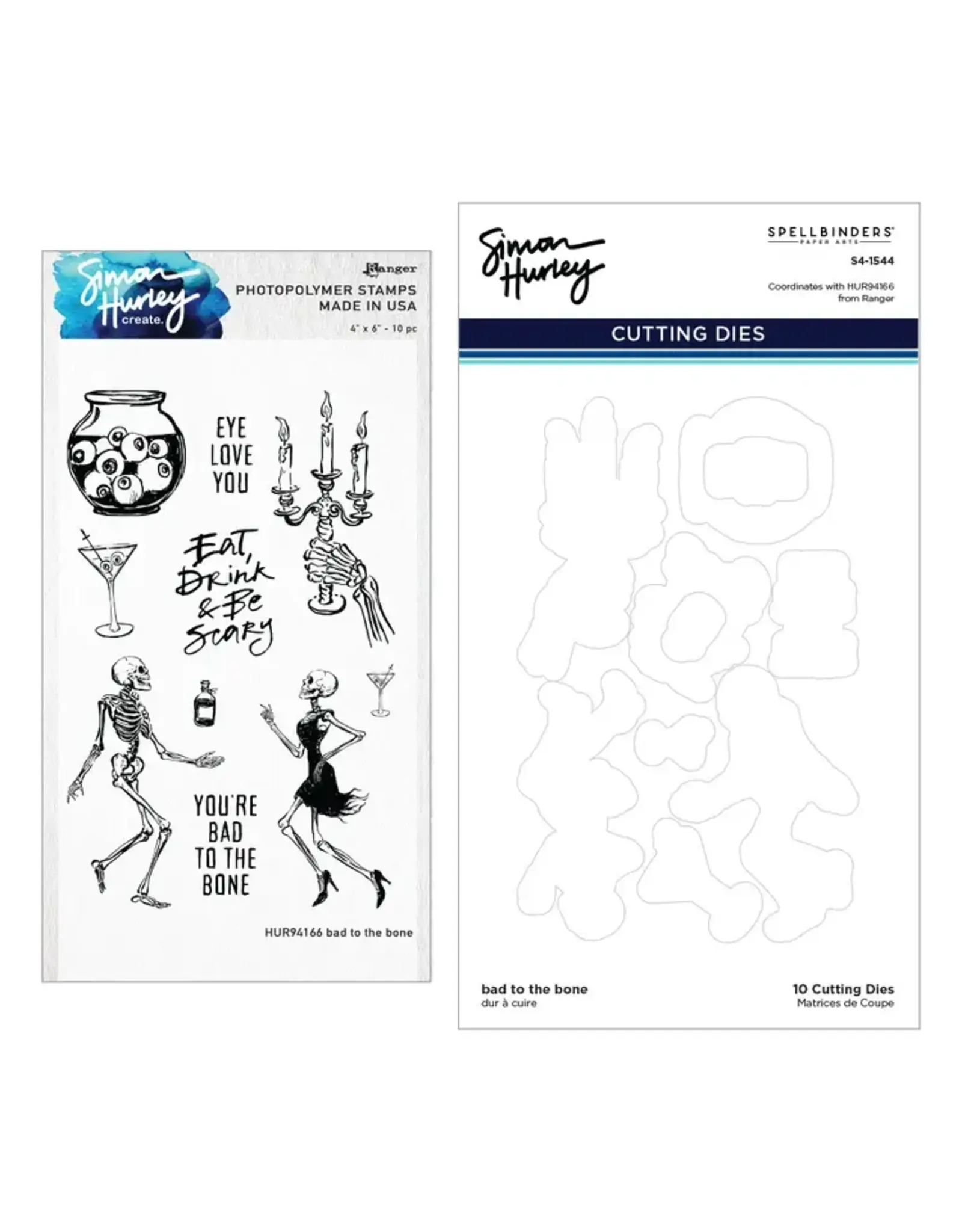 SPELLBINDERS SPELLBINDERS SIMON HURLEY BAD TO THE BONE CLEAR STAMP & DIE SET