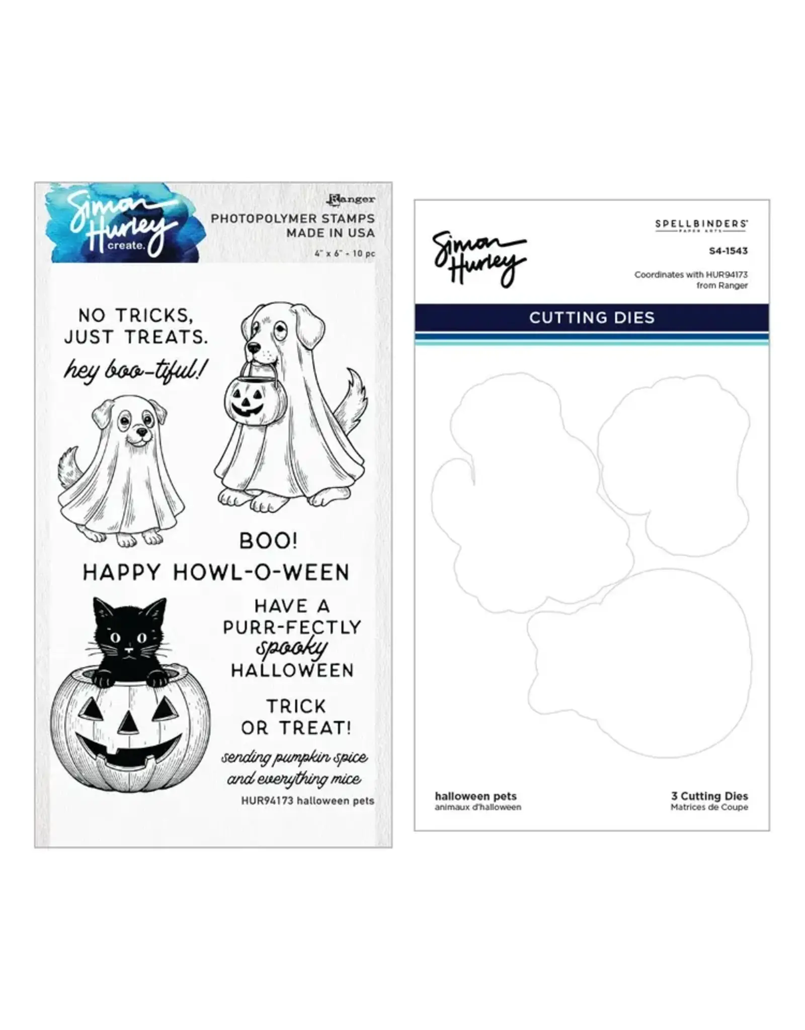 SPELLBINDERS SPELLBINDERS SIMON HURLEY HALLOWEEN PETS CLEAR STAMP & DIE SET