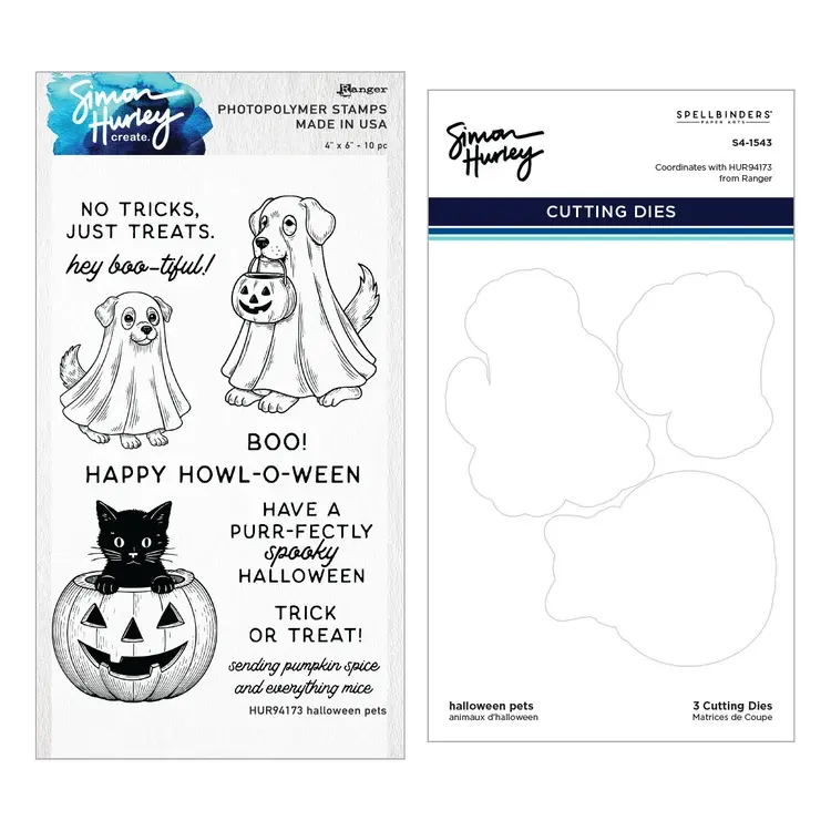 SPELLBINDERS SPELLBINDERS SIMON HURLEY HALLOWEEN PETS CLEAR STAMP & DIE SET