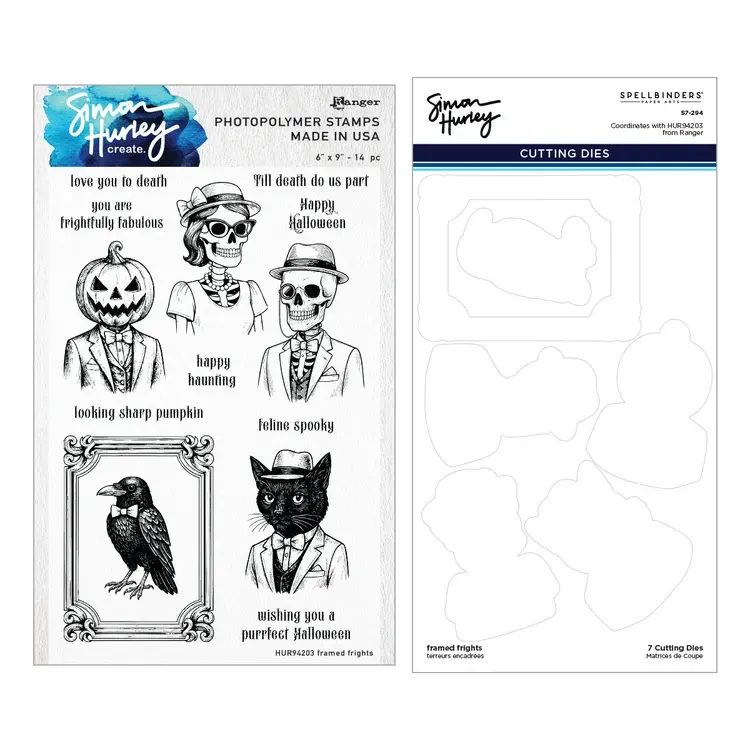 SPELLBINDERS SPELLBINDERS SIMON HURLEY FRAMED FRIGHT CLEAR STAMP & DIE SET