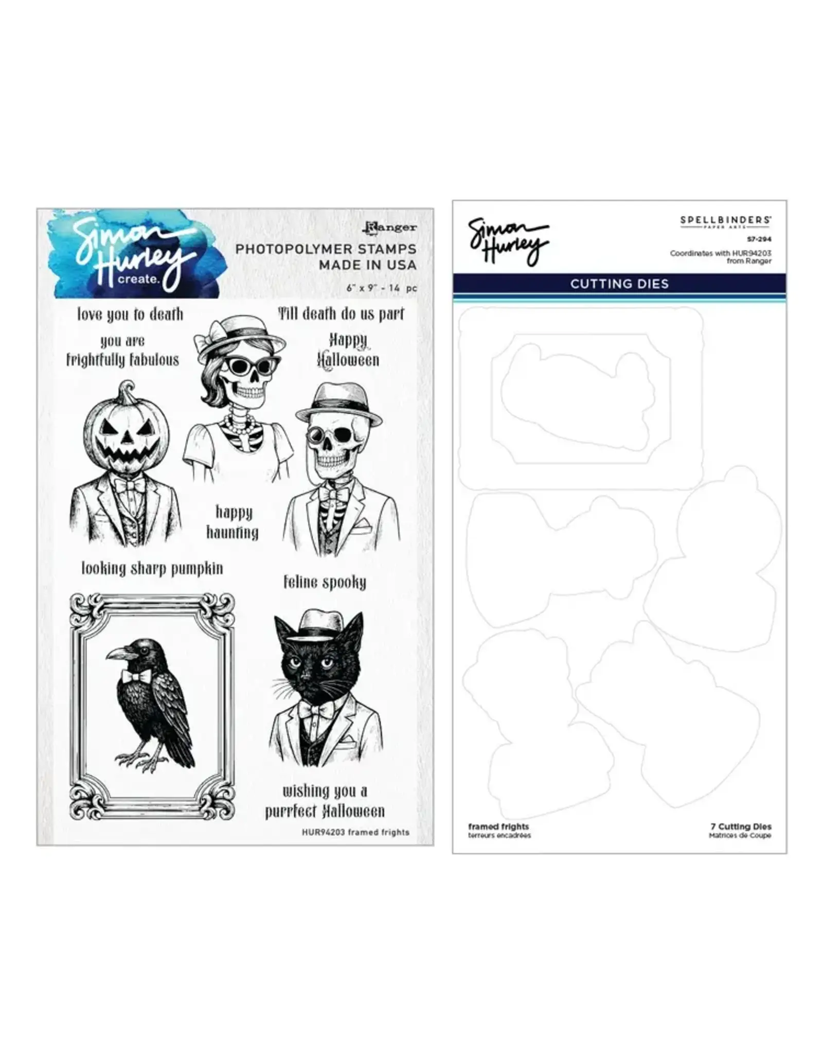 SPELLBINDERS SPELLBINDERS SIMON HURLEY FRAMED FRIGHT CLEAR STAMP & DIE SET