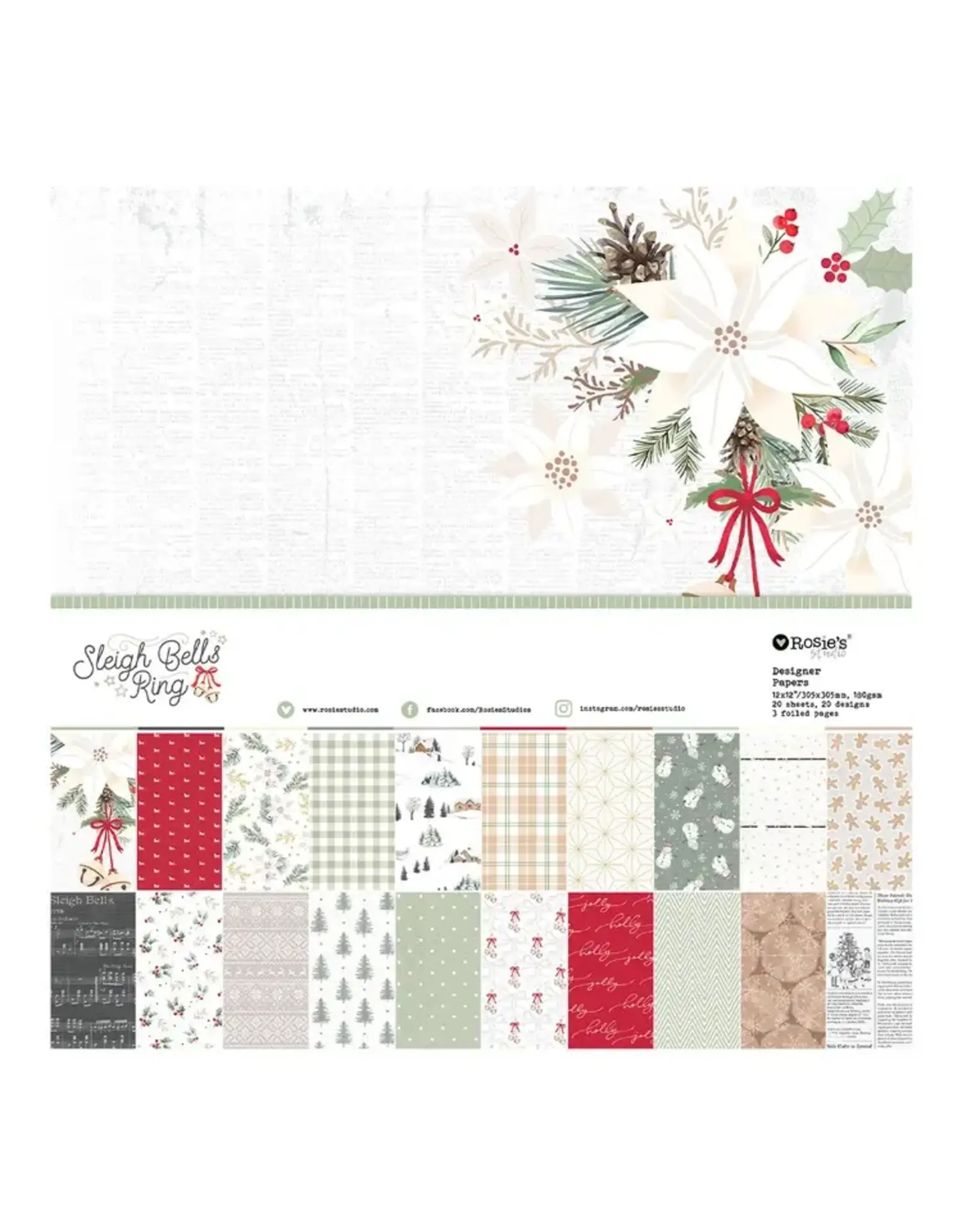 SPELLBINDERS SPELLBINDERS ROSIE'S STUDIO SLEIGH BELLS RING 12x12 PAPER PACK