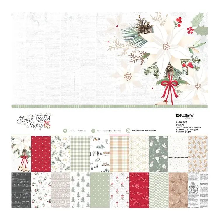 SPELLBINDERS SPELLBINDERS ROSIE'S STUDIO SLEIGH BELLS RING 12x12 PAPER PACK
