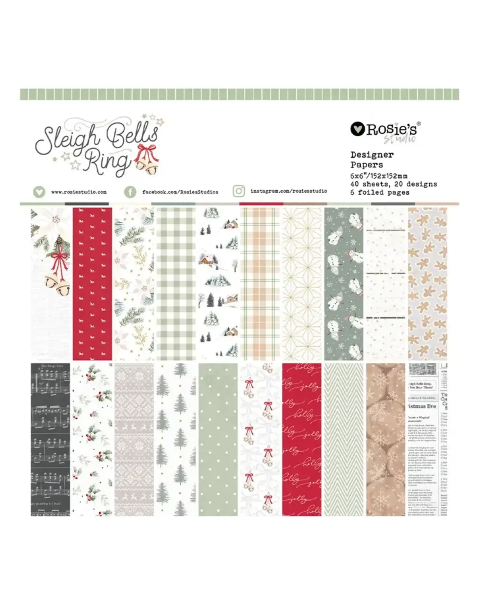 SPELLBINDERS SPELLBINDERS ROSIE'S STUDIO SLEIGH BELLS RING 6x6 PAPER PAD