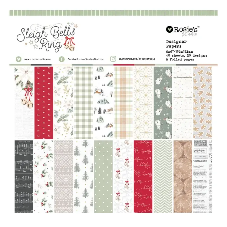 SPELLBINDERS SPELLBINDERS ROSIE'S STUDIO SLEIGH BELLS RING 6x6 PAPER PAD