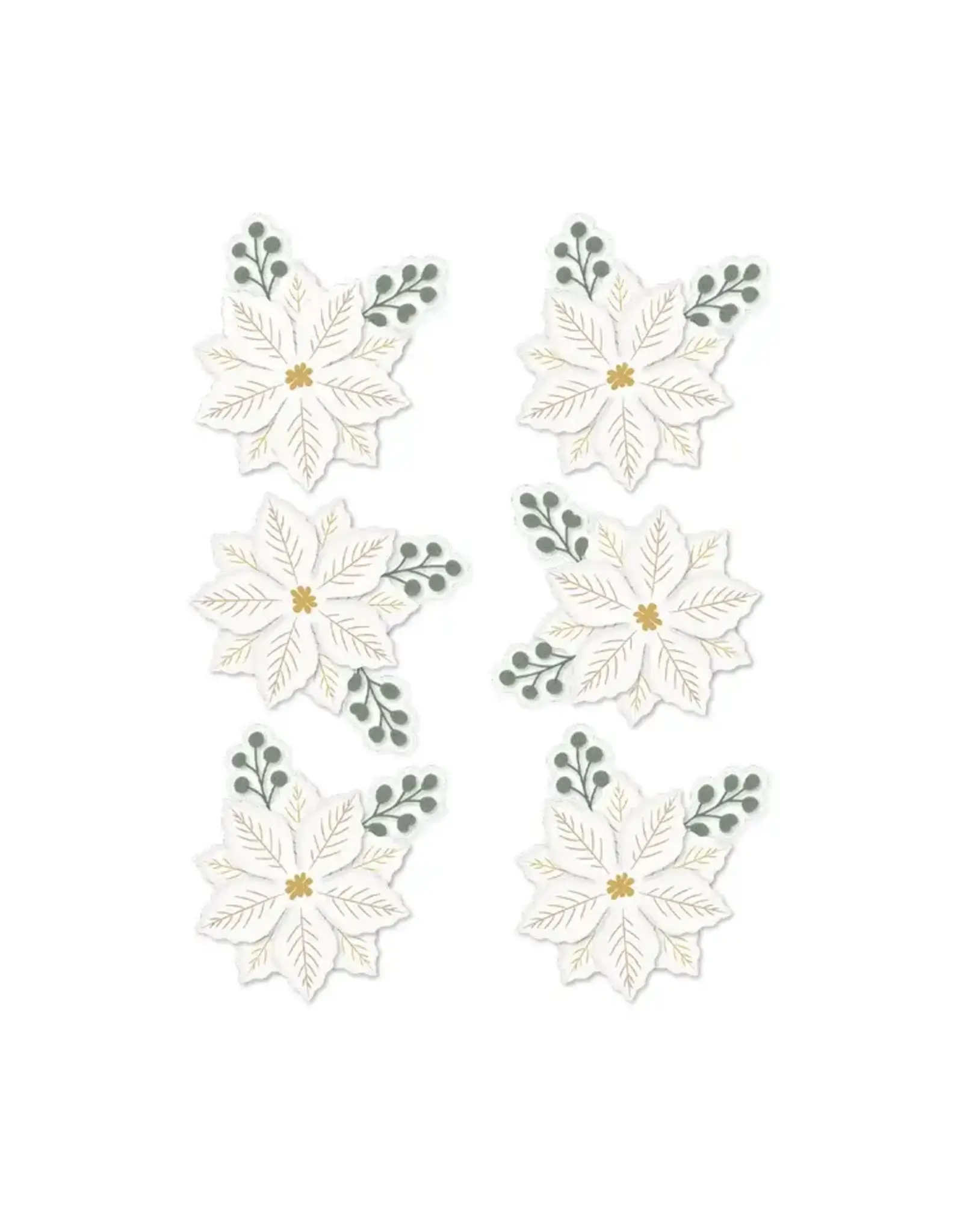 SPELLBINDERS SPELLBINDERS ROSIE'S STUDIO SLEIGH BELLS RING GOLD POINSETTIAS DIMENSIONAL ACETATE STICKERS
