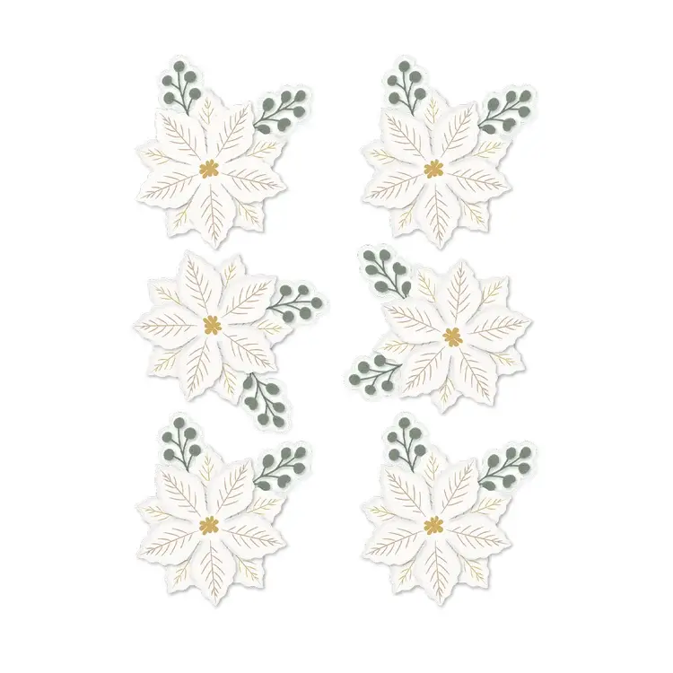 SPELLBINDERS SPELLBINDERS ROSIE'S STUDIO SLEIGH BELLS RING GOLD POINSETTIAS DIMENSIONAL ACETATE STICKERS