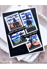 WAFFLE FLOWER WAFFLE FLOWER POSTAGE COLLAGE HAUNTED HOUSE SILHOUETTE CLEAR STAMP SET