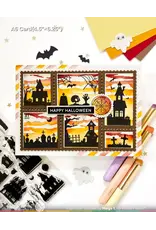WAFFLE FLOWER WAFFLE FLOWER POSTAGE COLLAGE HAUNTED HOUSE SILHOUETTE CLEAR STAMP SET