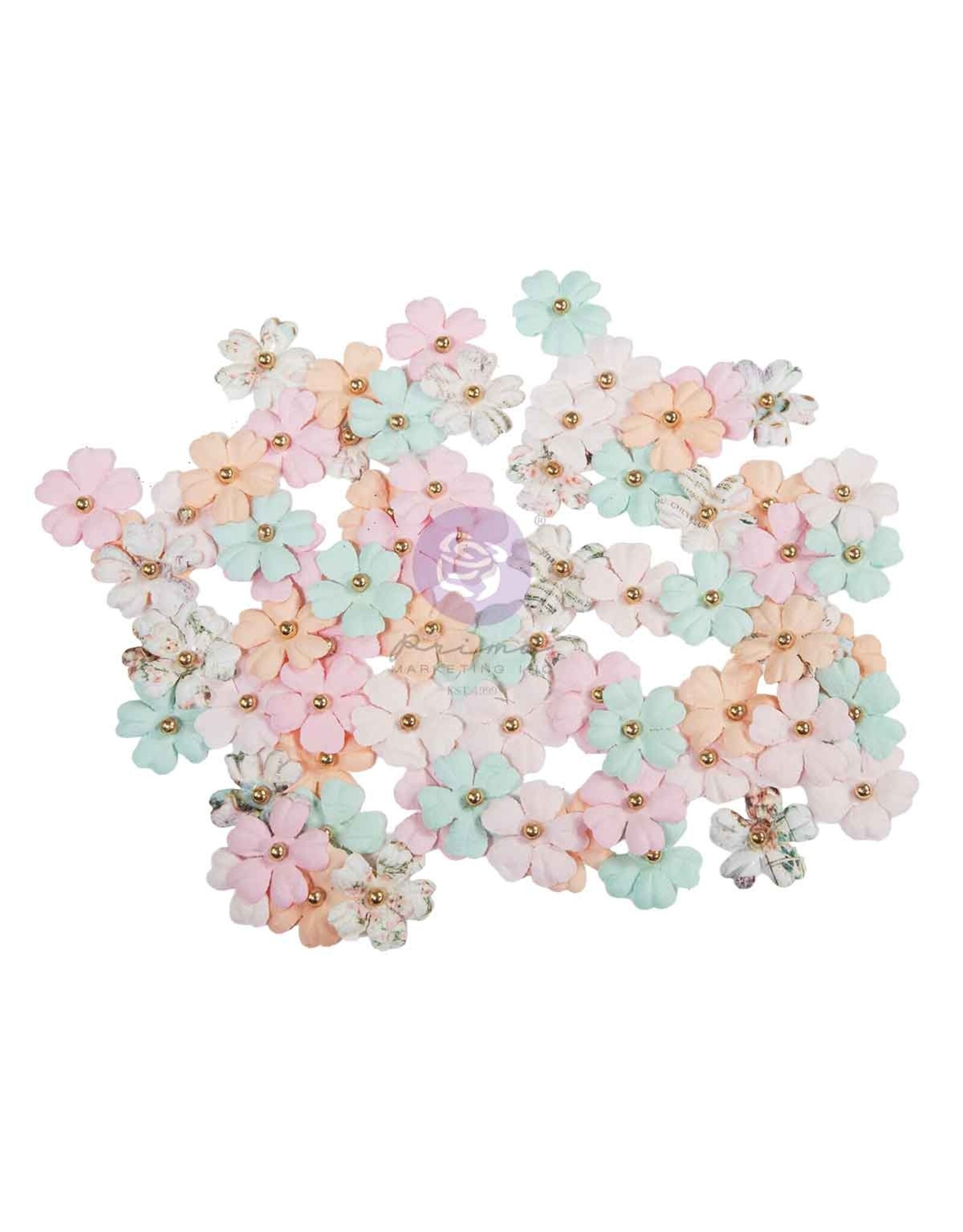 PRIMA PRIMA CHRISTMAS BLUSH JOYEUX SOUVENIRS FLEURS EN PAPIER 72/PK