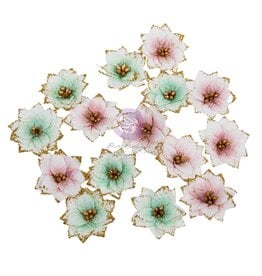 PRIMA PRIMA CHRISTMAS BLUSH SNOWY MORNING PAPER FLOWERS 15/PK
