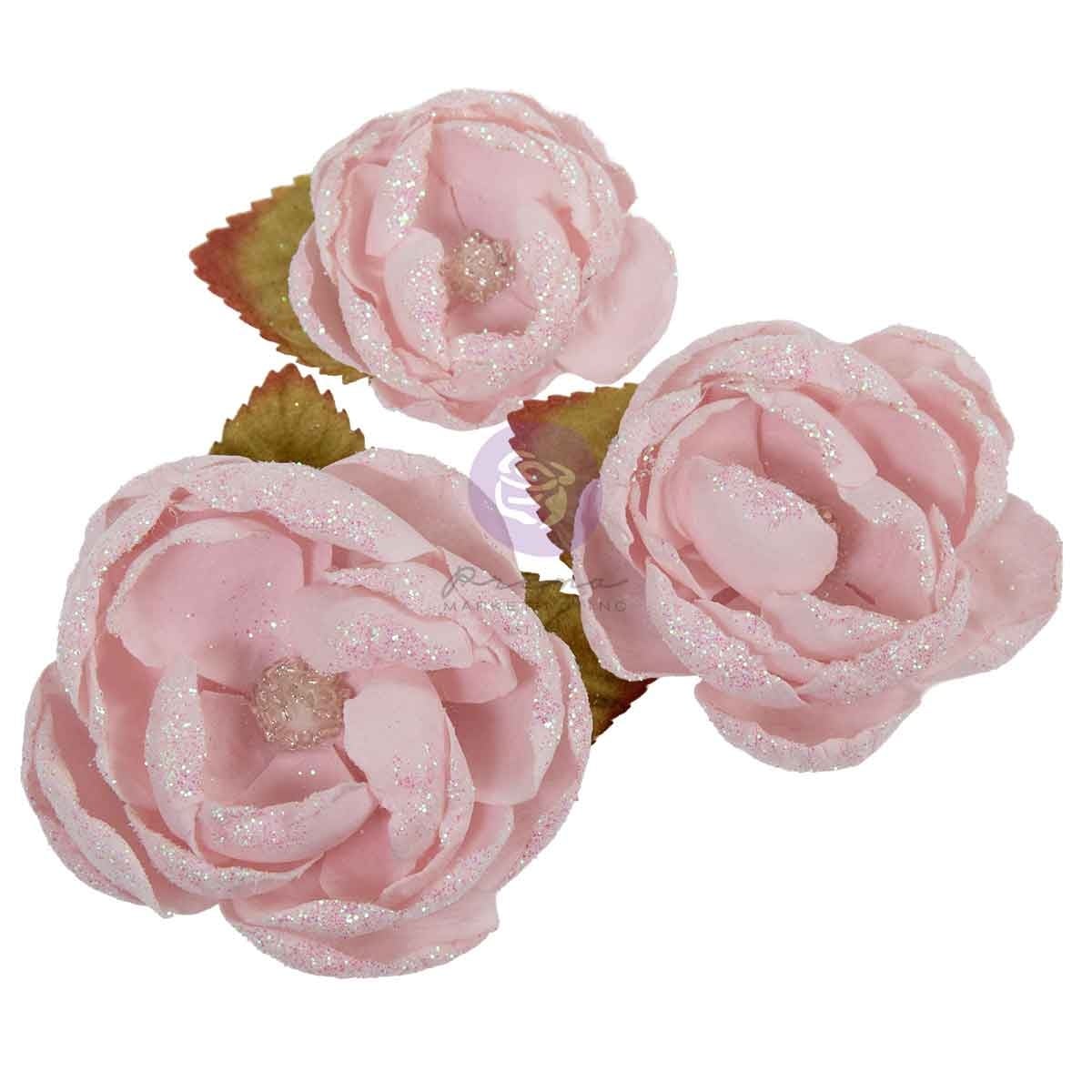 PRIMA PRIMA CHRISTMAS BLUSH FESTIVE FEELING PAPER FLOWERS 3/PK