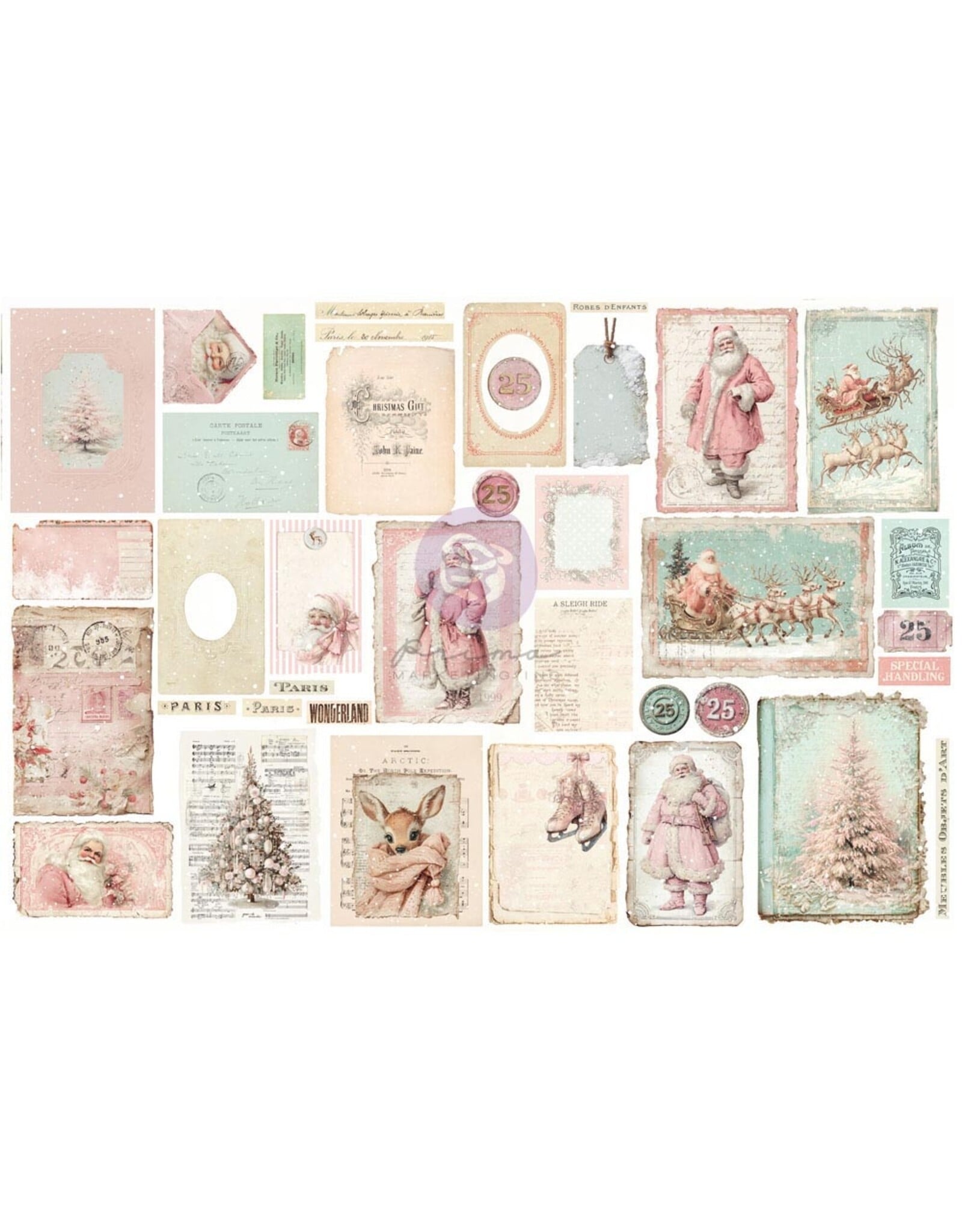 PRIMA PRIMA CHRISTMAS BLUSH EPHEMERA JUNK JOURNAL KIT 76/PK