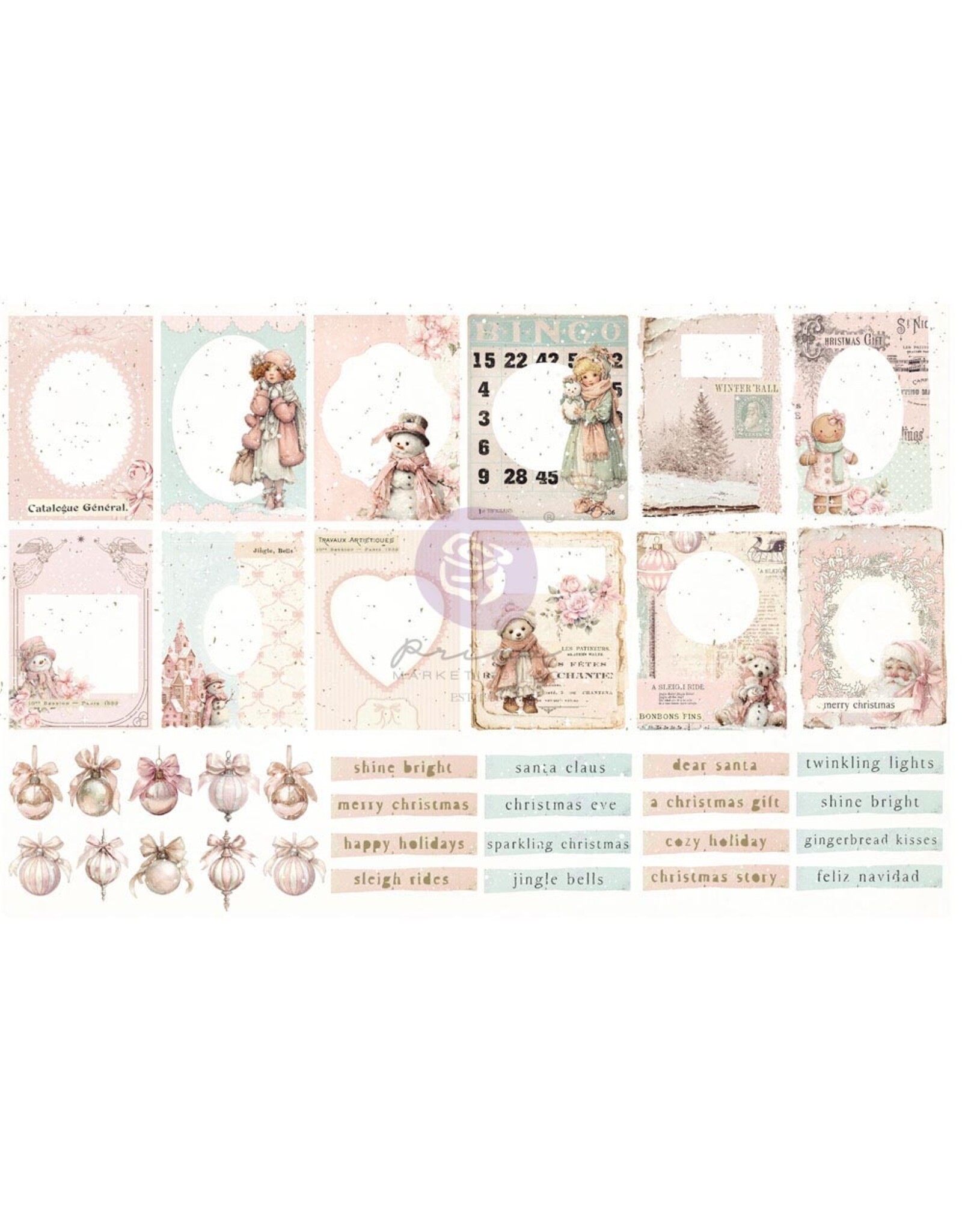 PRIMA PRIMA CHRISTMAS BLUSH CADRES GLACÉS ÉPHÉMÈRE 76/PK