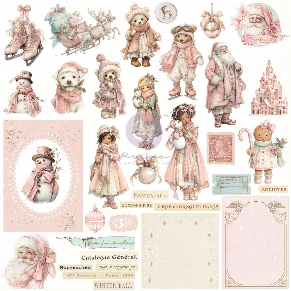 PRIMA PRIMA CHRISTMAS BLUSH COZY CHRISTMAS EPHEMERA 72/PK