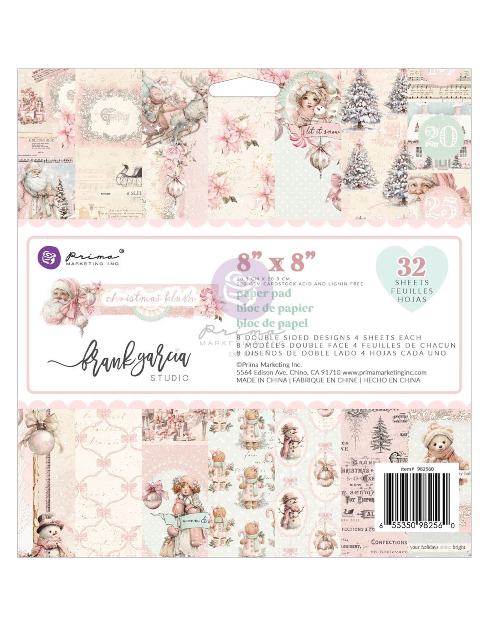 PRIMA PRIMA CHRISTMAS BLUSH 8x8 PAPER PAD 32 SHEETS