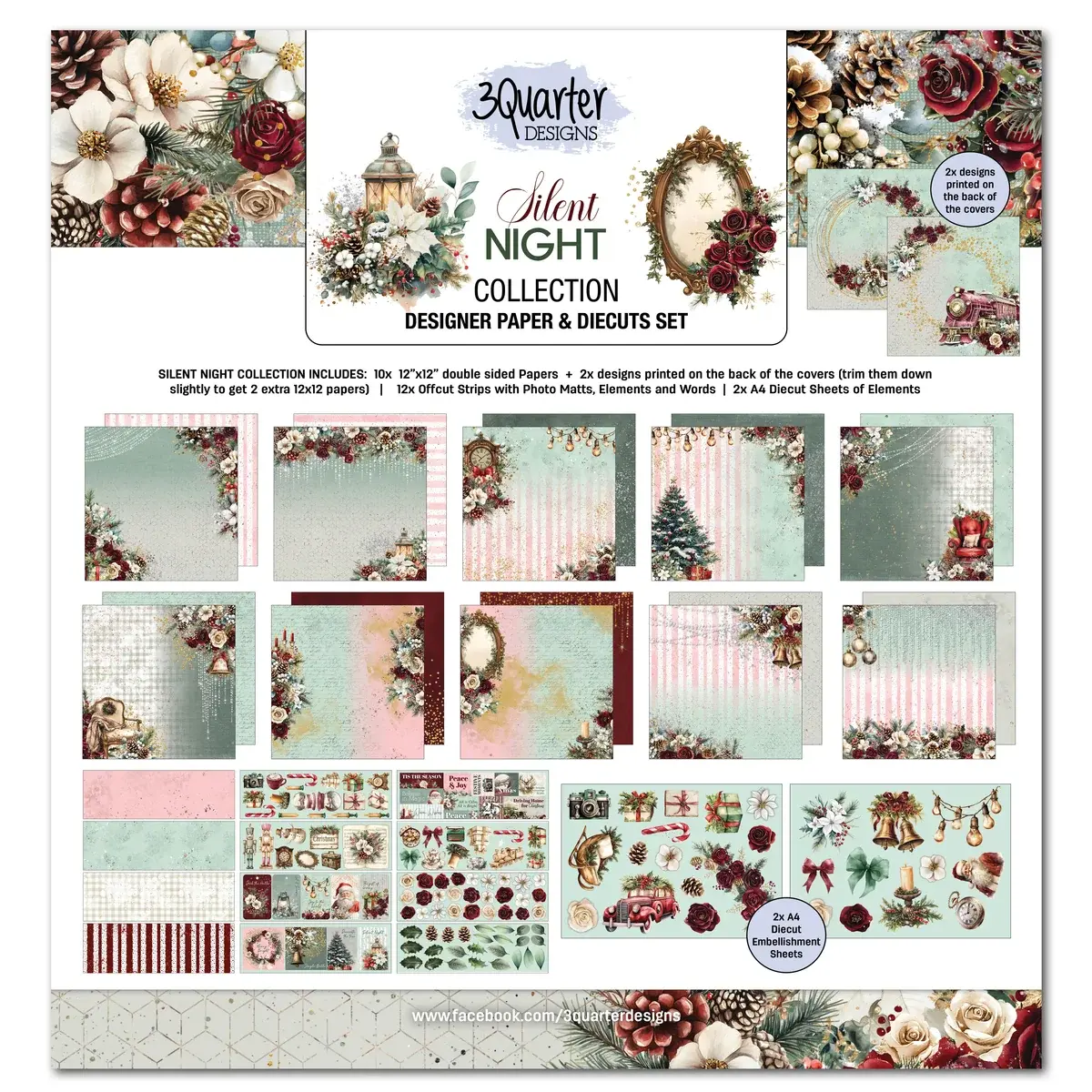 3QUARTER DESIGNS 3QUARTER DESIGNS SILENT NIGHT 12x12 DESIGNER PAPER & DIECUTS SET