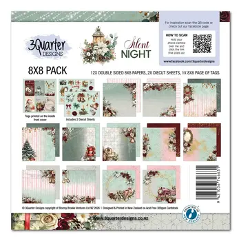 3QUARTER DESIGNS 3QUARTER DESIGNS SILENT NIGHT 8x8 PAPER PACK & DIECUTS SET