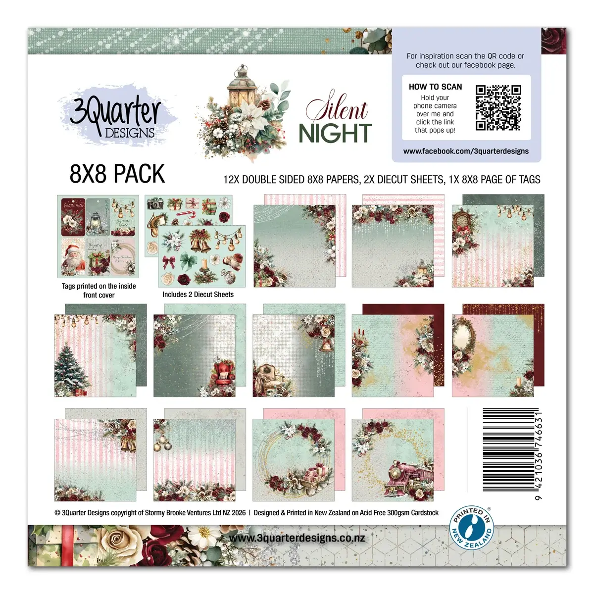 3QUARTER DESIGNS 3QUARTER DESIGNS SILENT NIGHT 8x8 PAPER PACK & DIECUTS SET