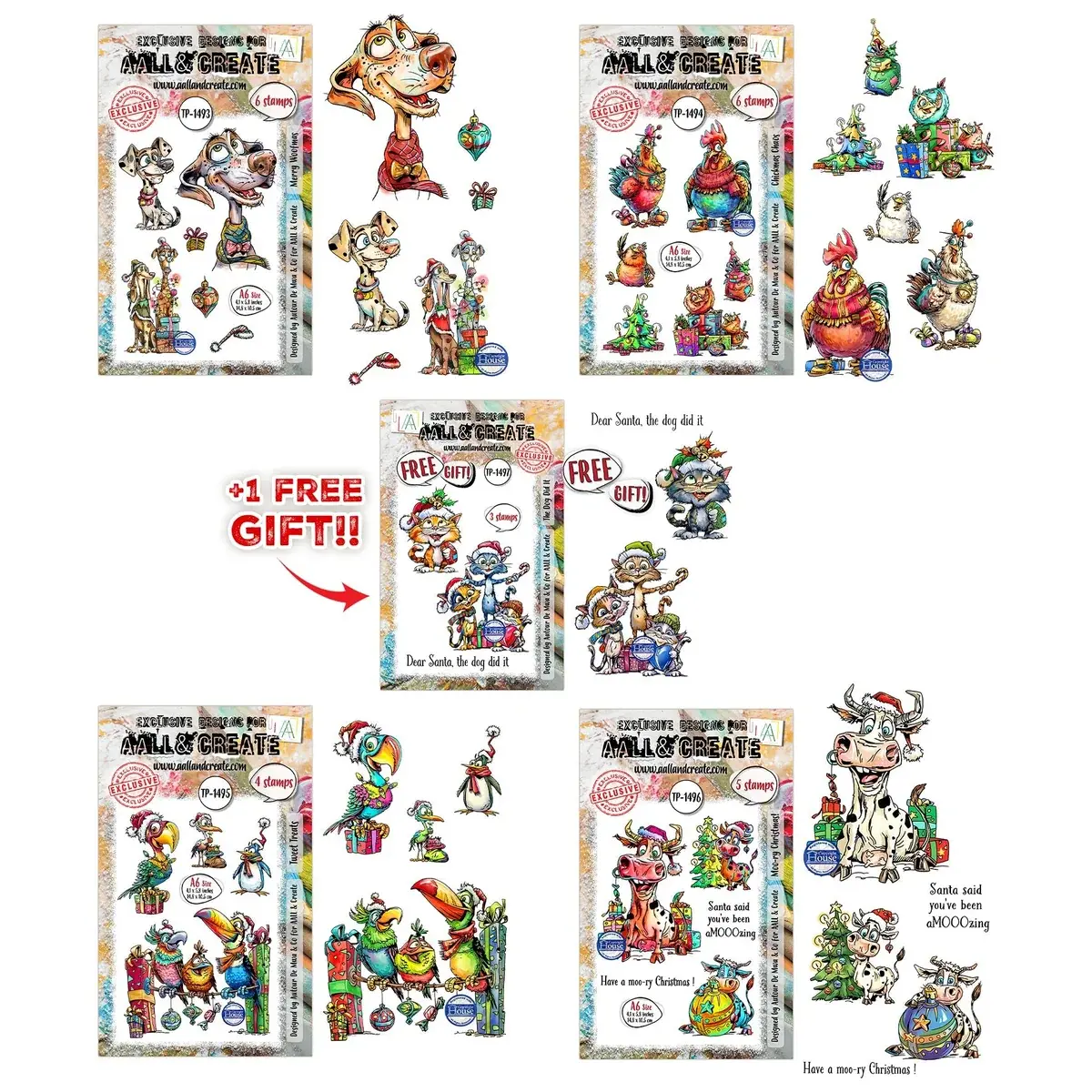 AALL & CREATE AALL & CREATE AUTOUR DE MWA FESTIVE FRIENDS STAMP BUNDLE
