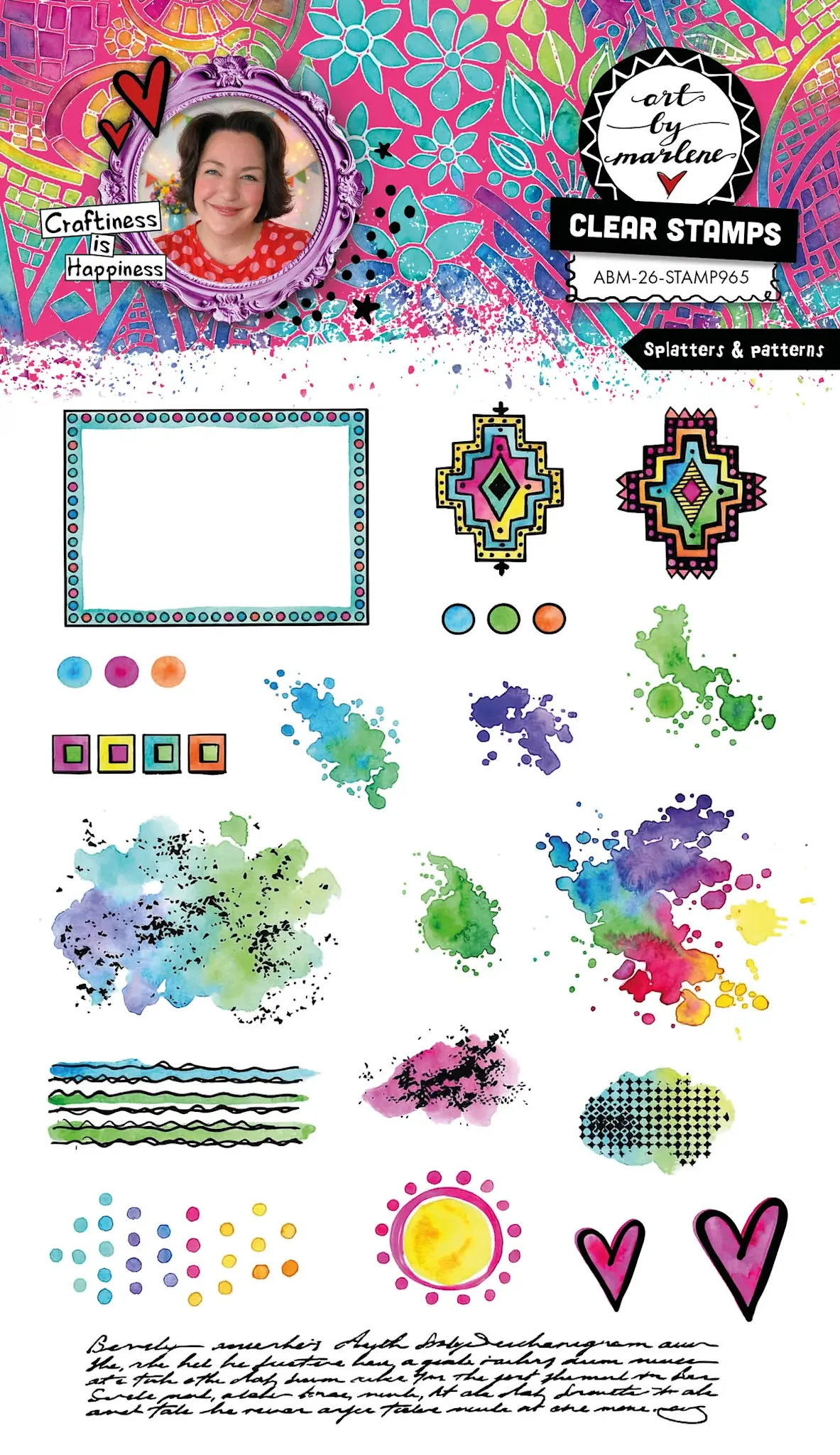 STUDIOLIGHT STUDIOLIGHT ART BY MARLENE SPLATTERS & PATTERNS CLEAR STAMP SET
