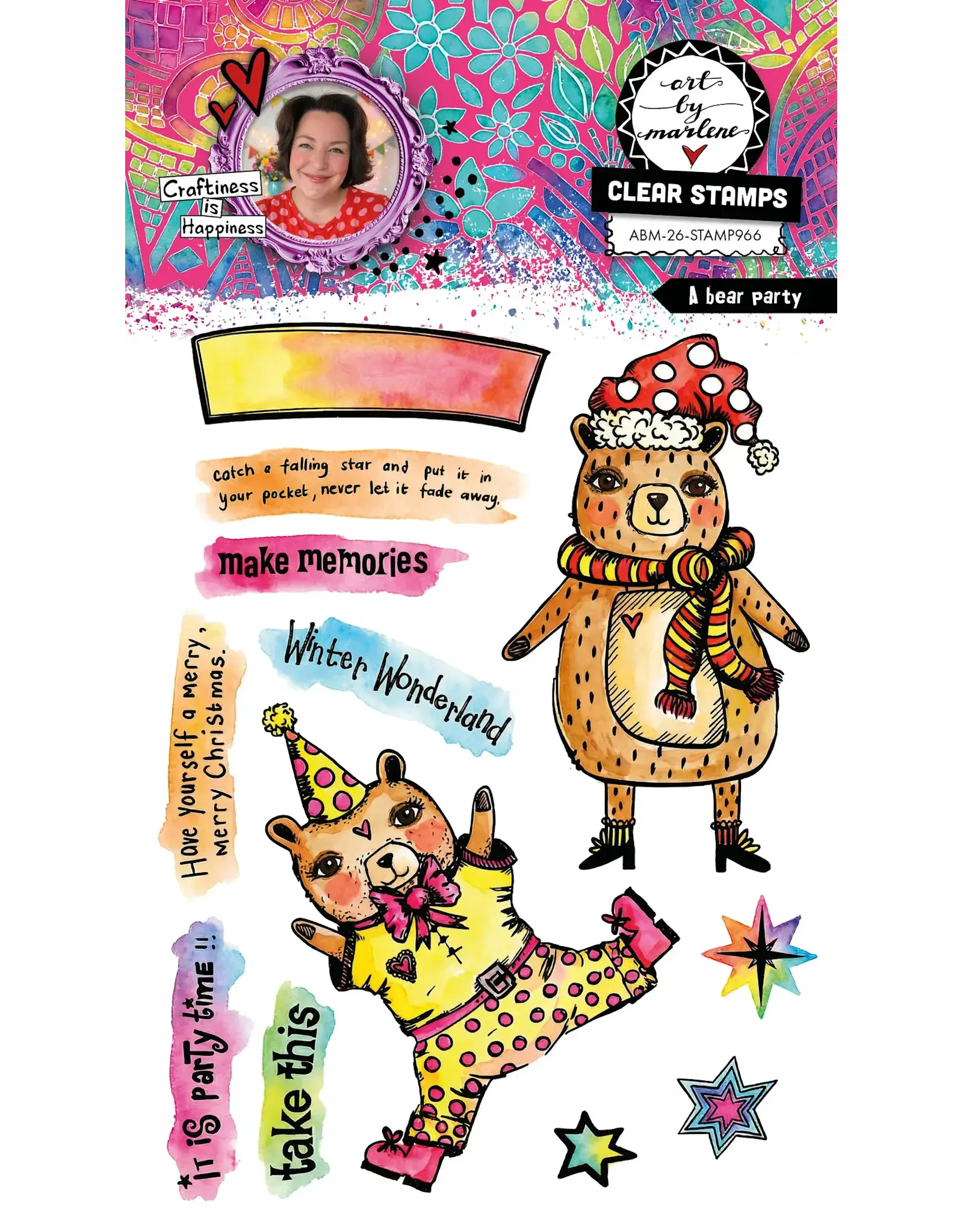 STUDIOLIGHT STUDIOLIGHT ART BY MARLENE A BEAR PARTY CLEAR STAMP SET