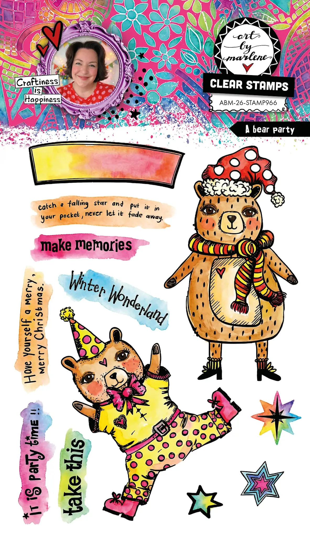 STUDIOLIGHT STUDIOLIGHT ART BY MARLENE A BEAR PARTY CLEAR STAMP SET