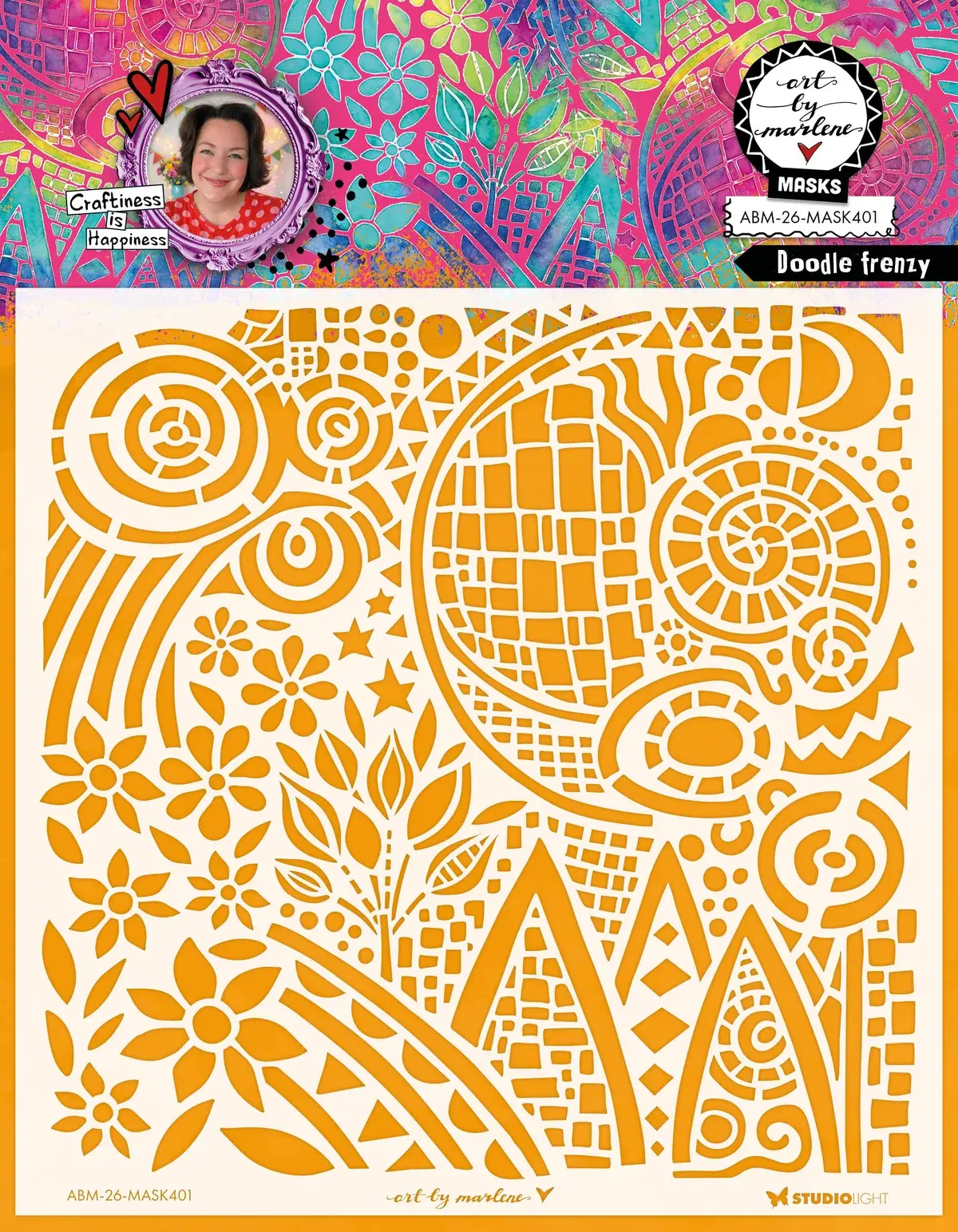 STUDIOLIGHT STUDIOLIGHT ART BY MARLENE DOODLE FRENZY 8x8 MASKS STENCIL