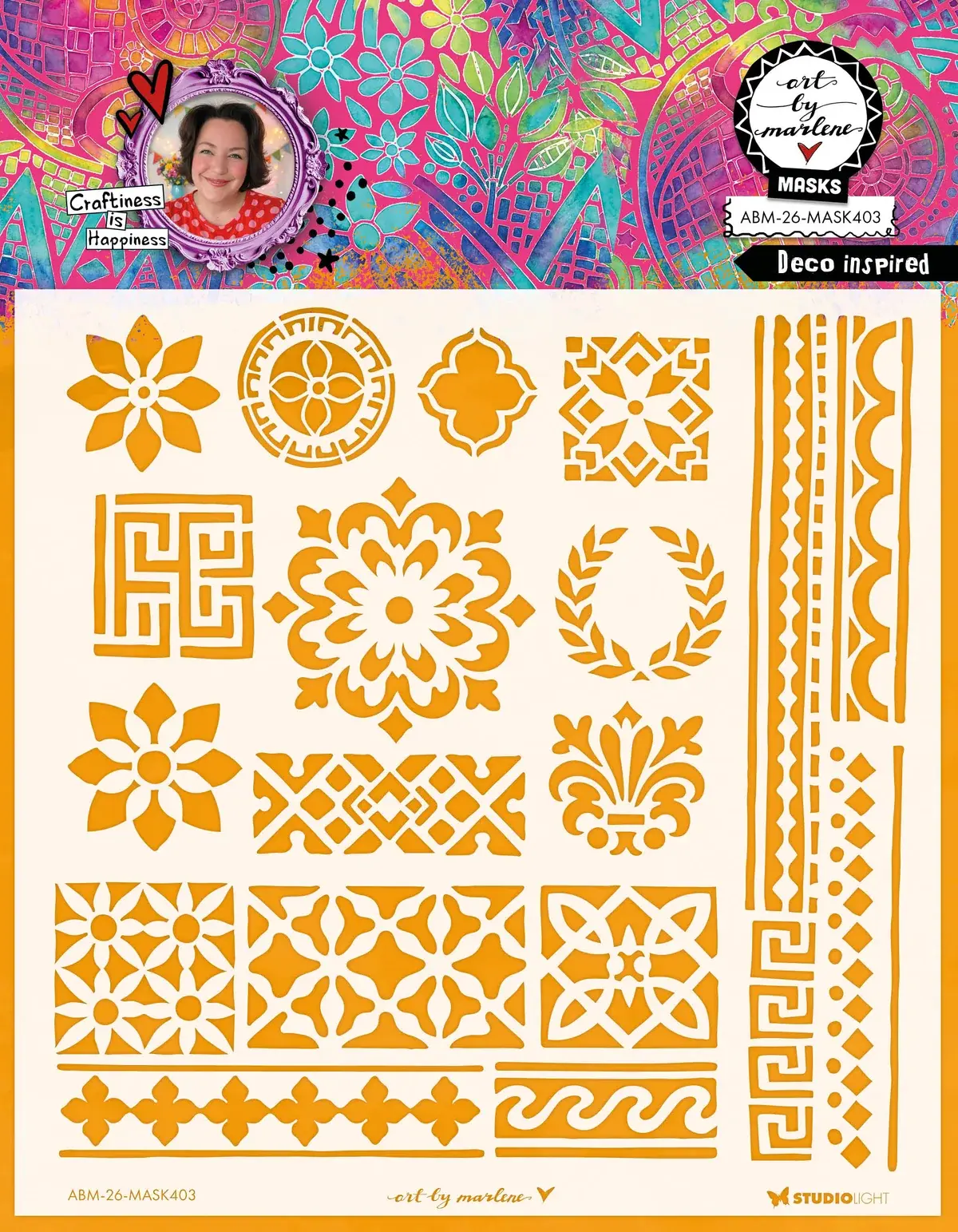 STUDIOLIGHT STUDIOLIGHT ART BY MARLENE DECO INSPIRED 8x8 MASKS STENCIL