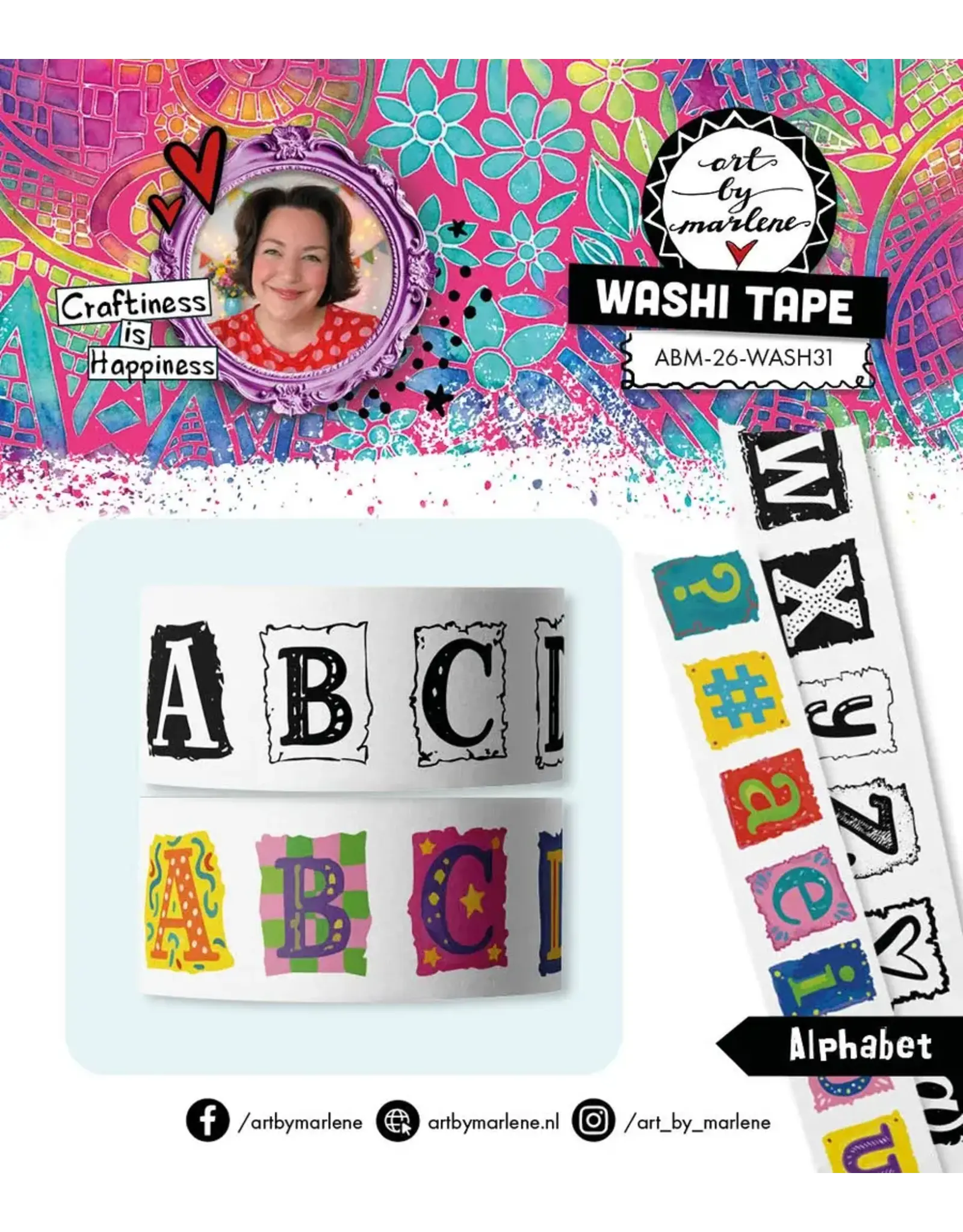 STUDIOLIGHT STUDIOLIGHT ART BY MARLENE ALPHABET ART WASHI TAPE 2/PK