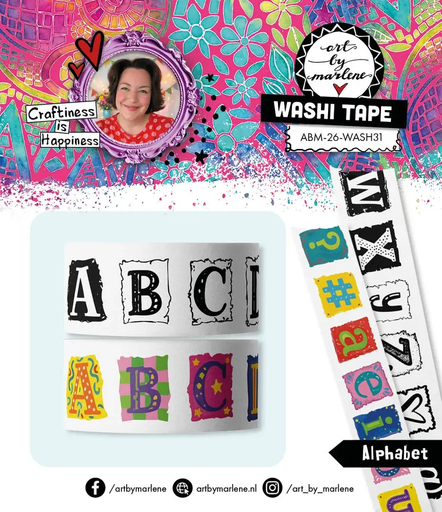 STUDIOLIGHT STUDIOLIGHT ART BY MARLENE ALPHABET ART WASHI TAPE 2/PK