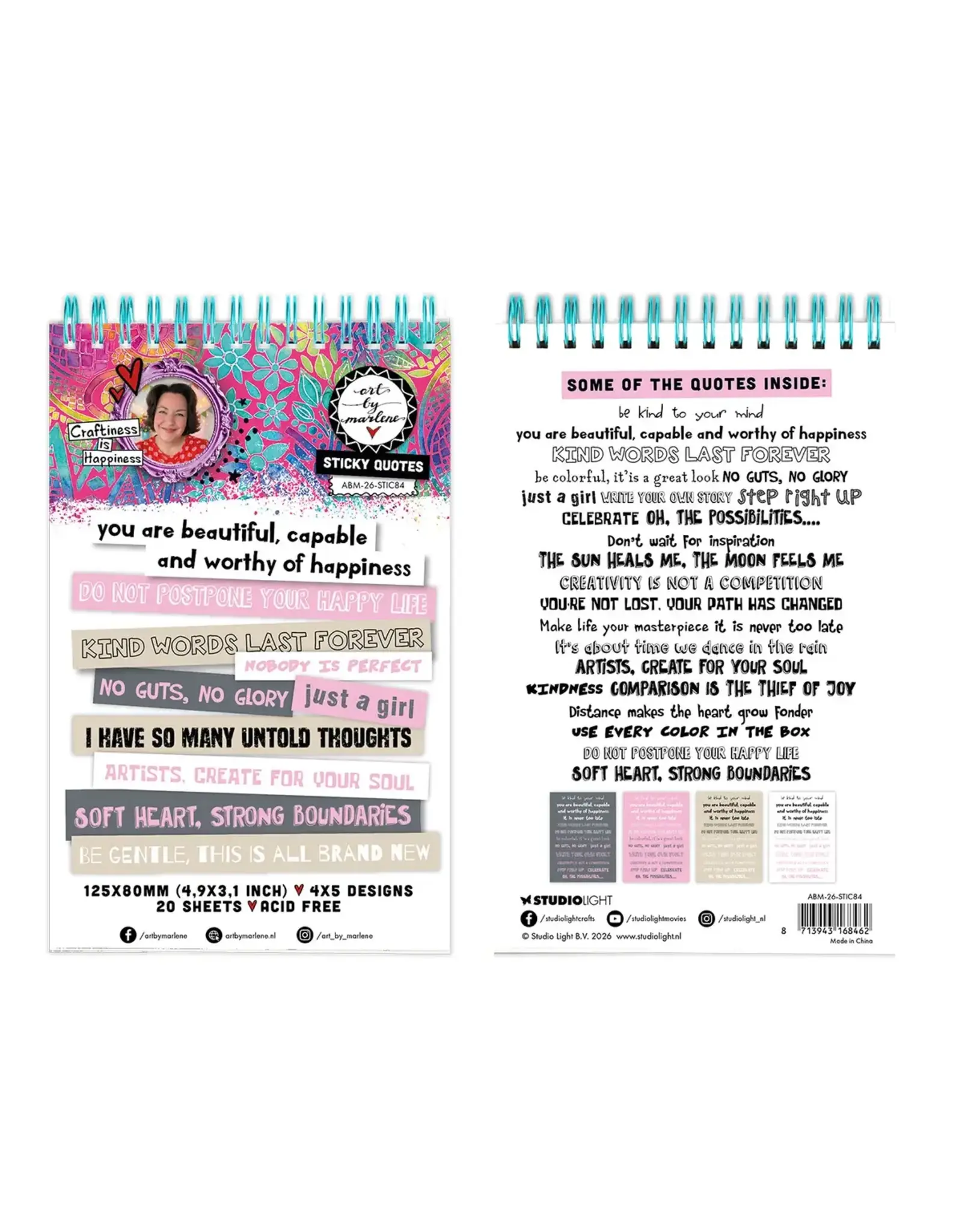 STUDIOLIGHT STUDIOLIGHT ART BY MARLENE – CITATIONS AUTOCOLLANTS (20 FEUILLES)