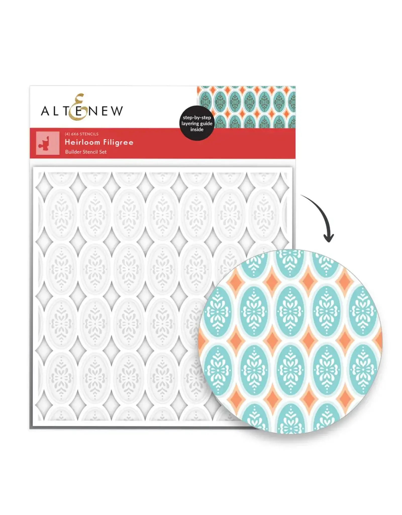 ALTENEW ALTENEW HEIRLOOM FILIGREE 6x6 STENCIL SET 4/PK