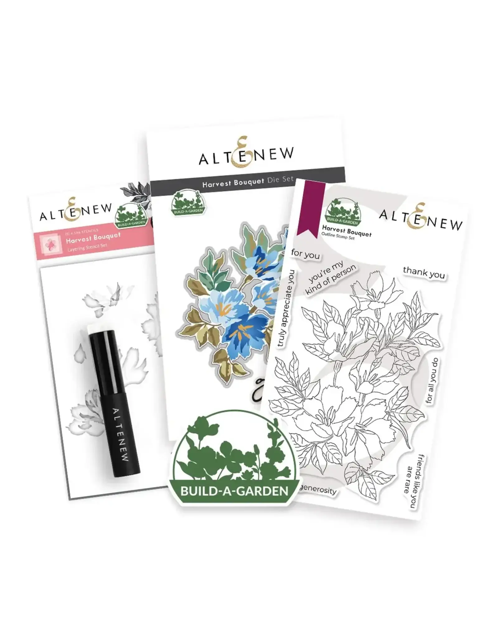 ALTENEW ALTENEW BUILD-A-GARDEN: HARVEST BOUQUET CLEAR STAMP, DIE SET AND STENCIL SET BUNDLE