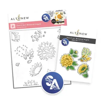 ALTENEW ALTENEW STENCIL ART: BOTANICAL ARGYLE STENCIL AND ADD-ON DIE BUNDLE