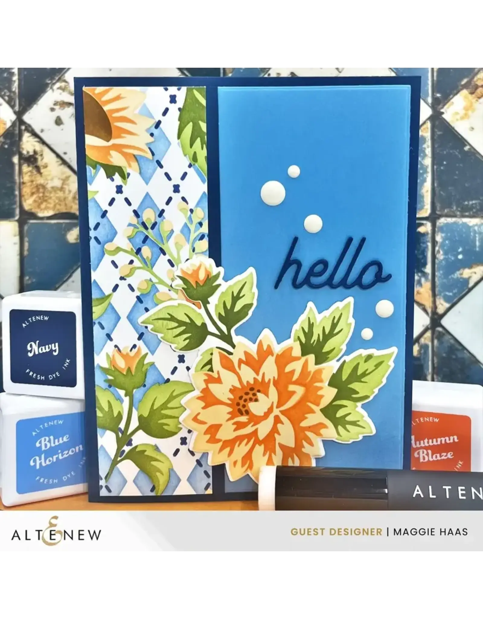 ALTENEW ALTENEW STENCIL ART: BOTANICAL ARGYLE STENCIL AND ADD-ON DIE BUNDLE