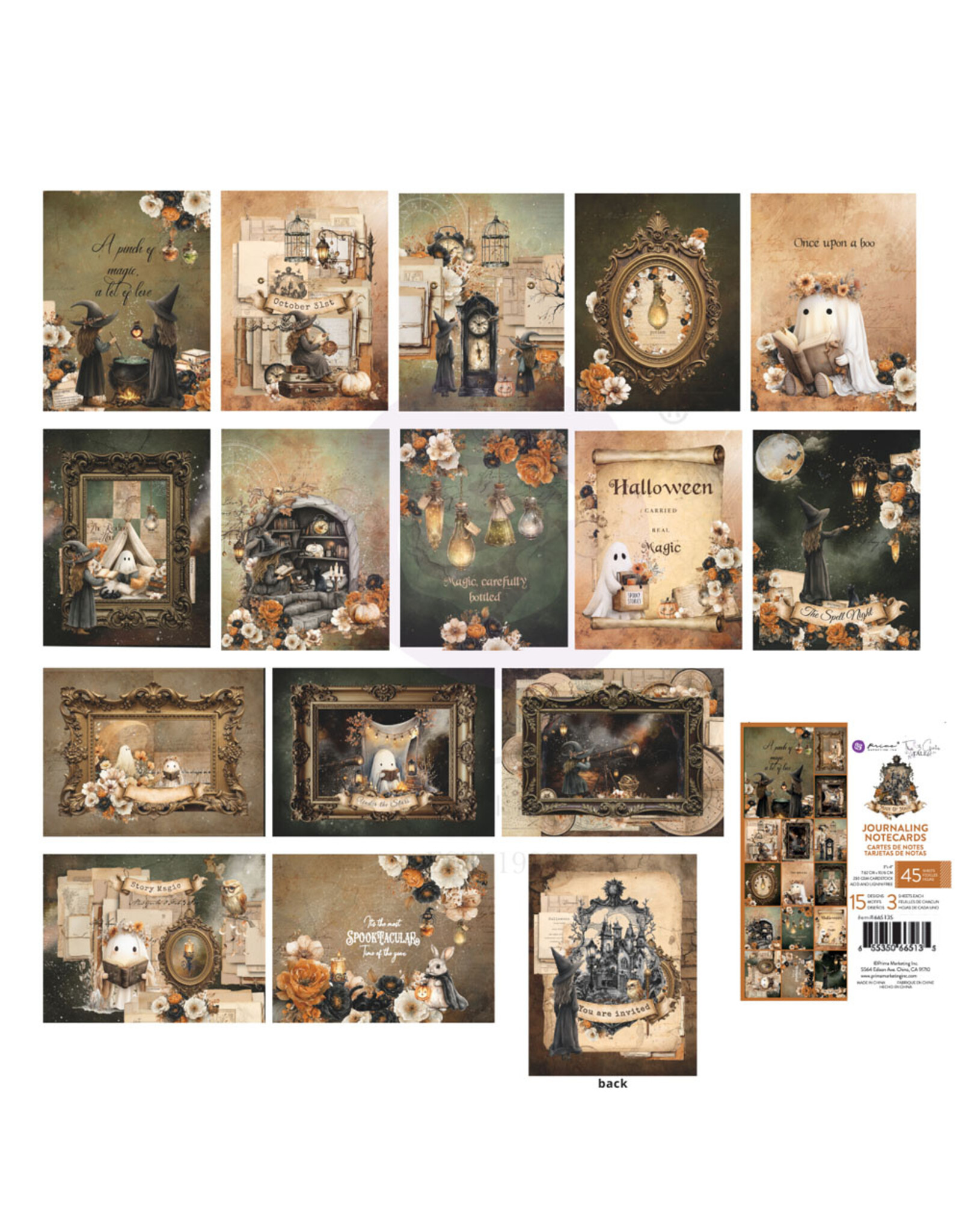PRIMA PRIMA MADE OF MAGIC 3x4 CARTES DE NOTES POUR JOURNAL 45 FEUILLES