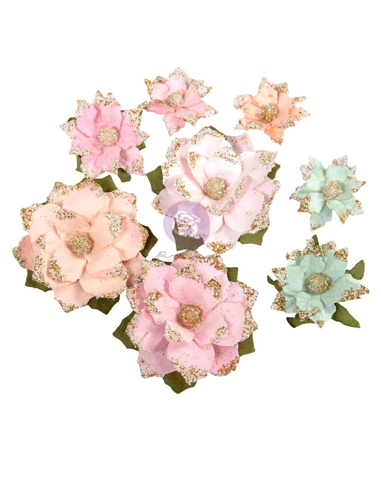 PRIMA PRIMA CHRISTMAS BLUSH CHAUD ET CONFORTABLE FLEURS EN PAPIER 8/PK