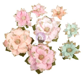 PRIMA PRIMA CHRISTMAS BLUSH CHAUD ET CONFORTABLE FLEURS EN PAPIER 8/PK