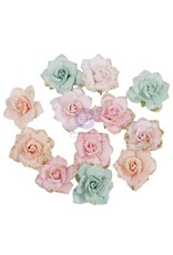PRIMA PRIMA CHRISTMAS BLUSH SPARKLING HOLIDAY PAPER FLOWERS 12/PK