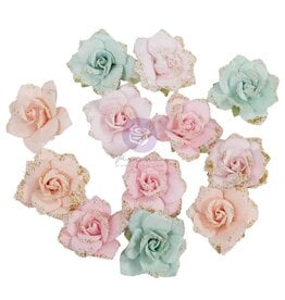 PRIMA PRIMA CHRISTMAS BLUSH FÊTE ÉTINCELANTES FLEURS EN PAPIER 12/PK