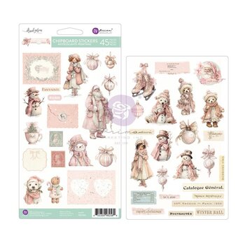 PRIMA PRIMA CHRISTMAS BLUSH CHIPBOARD STICKERS 45/PK