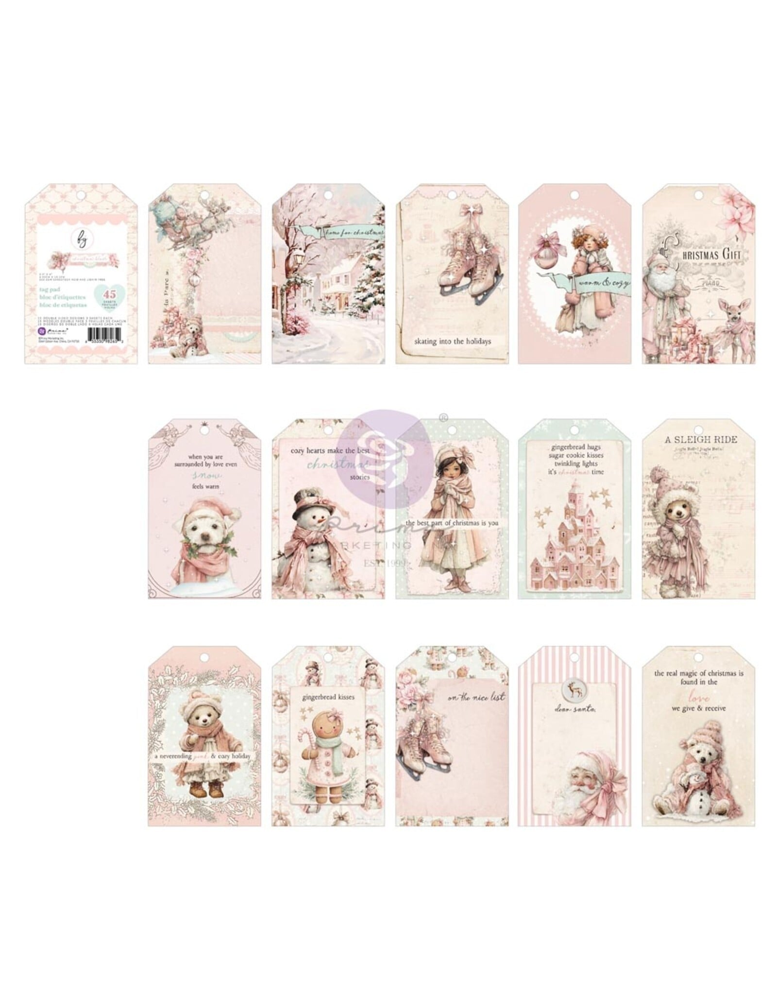 PRIMA PRIMA CHRISTMAS BLUSH TAG PAD 40/PK