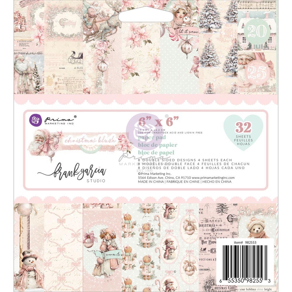 PRIMA PRIMA CHRISTMAS BLUSH 6x6 PAPER PAD 32 SHEETS