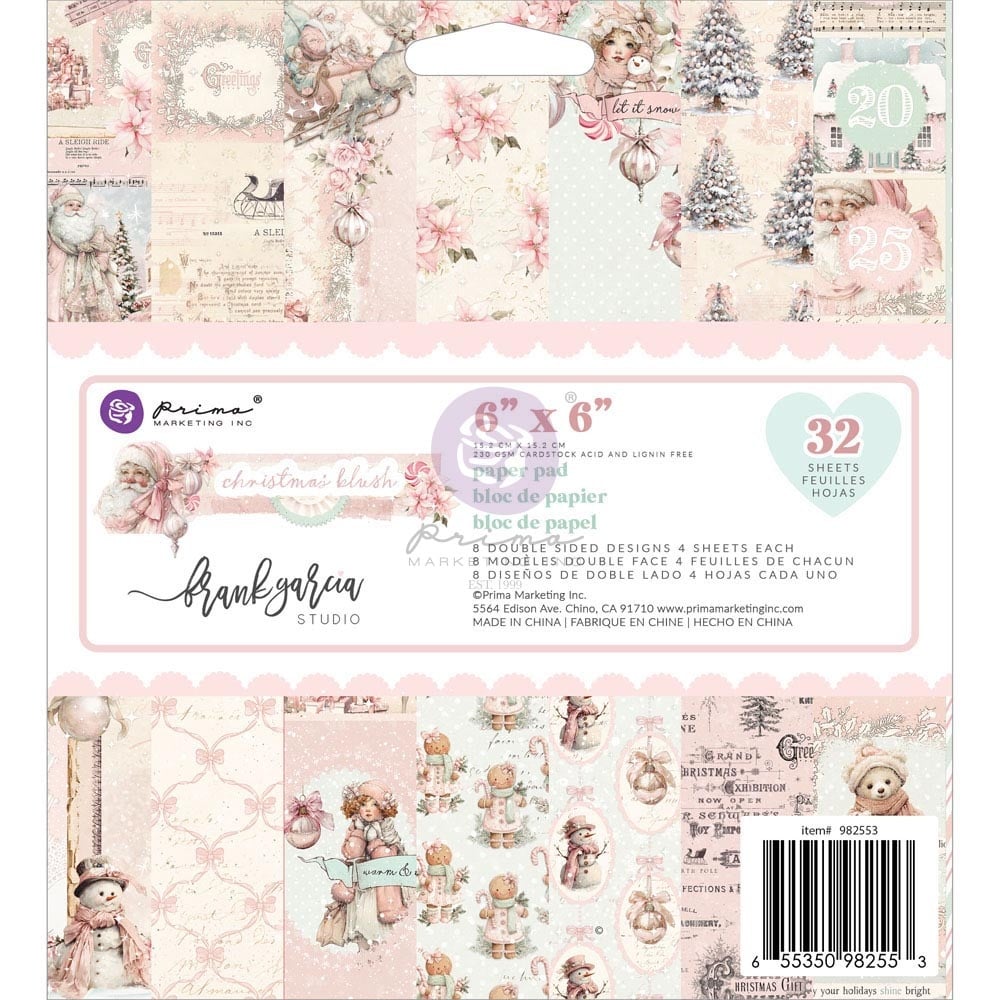 PRIMA PRIMA CHRISTMAS BLUSH 6x6 PAPER PAD 32 SHEETS