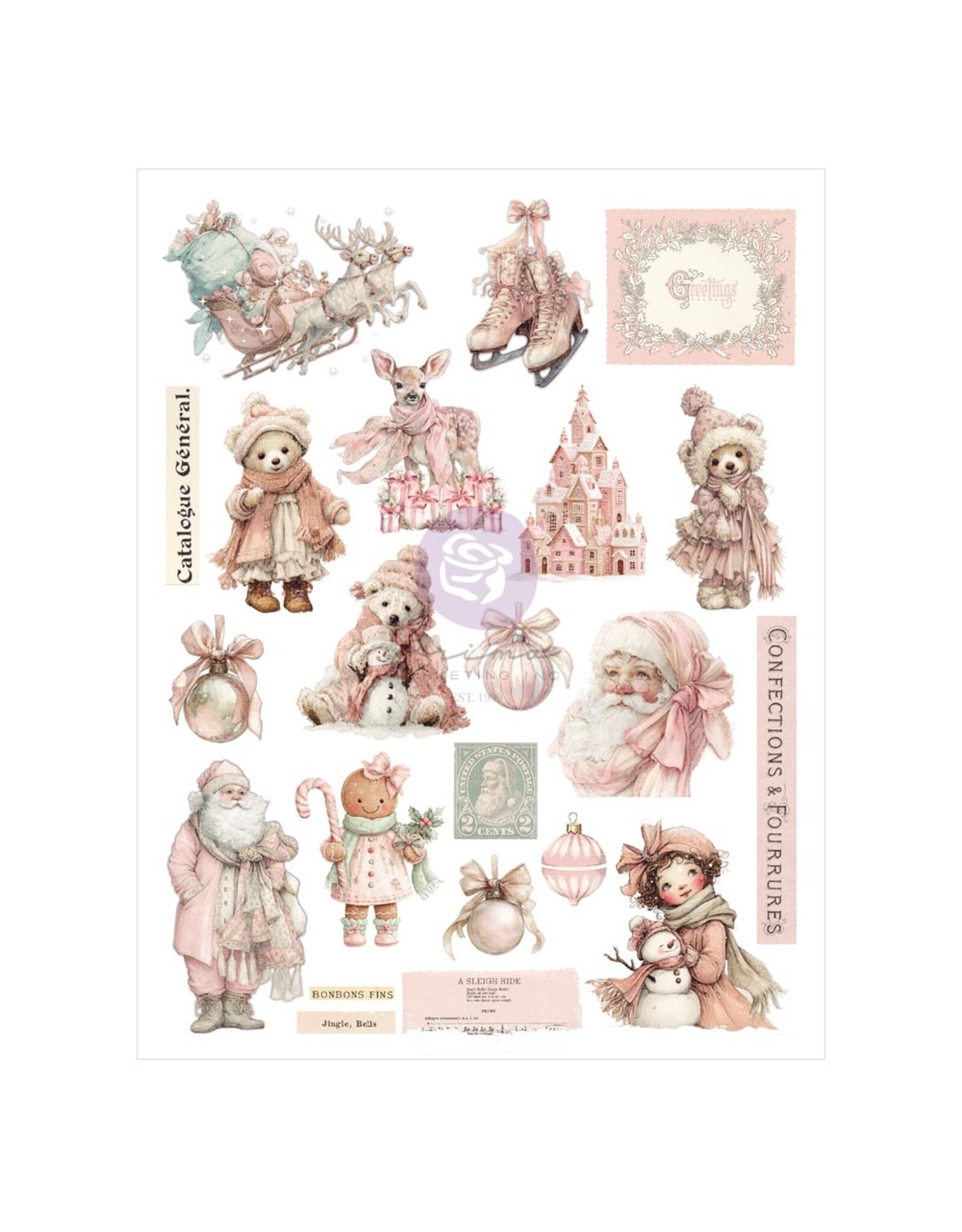 PRIMA PRIMA CHRISTMAS BLUSH A4 TRANSFER SHEET