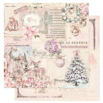 PRIMA PRIMA CHRISTMAS BLUSH DEAR SANTA 12x12 CARDSTOCK WITH FOIL DETAILS